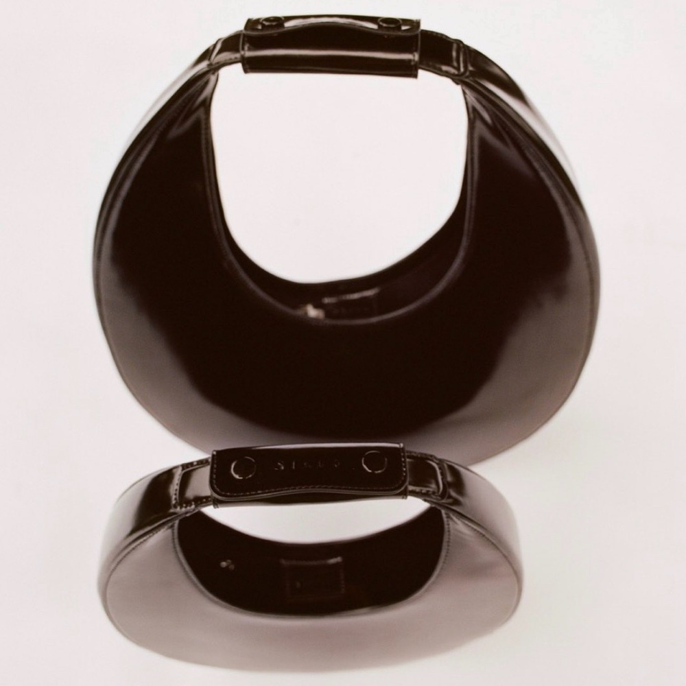 STAUD MICRO MOON BAG BLACK POLISH original box w/ paperwork - Picture 4 of 11